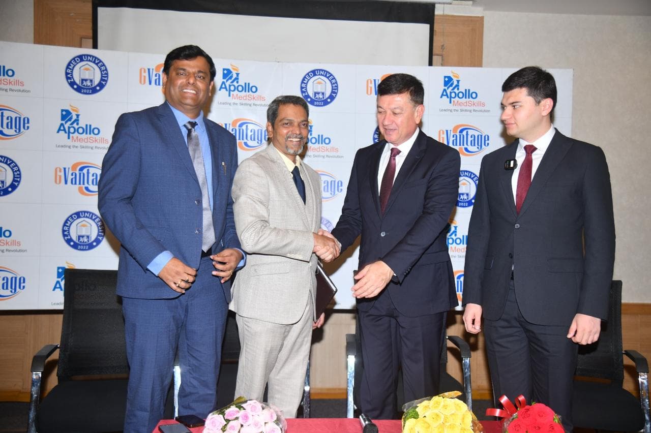 Partnership handshake between ZARMED University and GVantage leaders